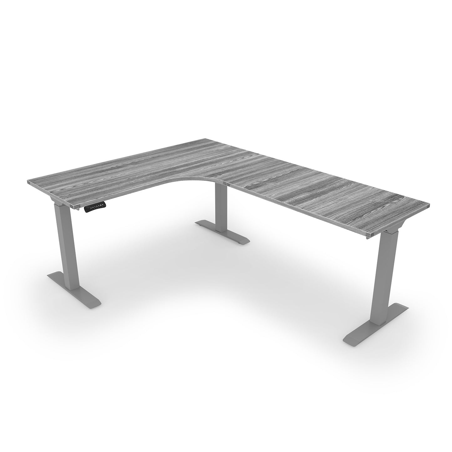 New Office Essentials Adjustable Height L Desk - Samoa Gray