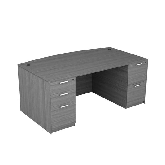 Kai Bow Front Desk with Double Full Pedestals
