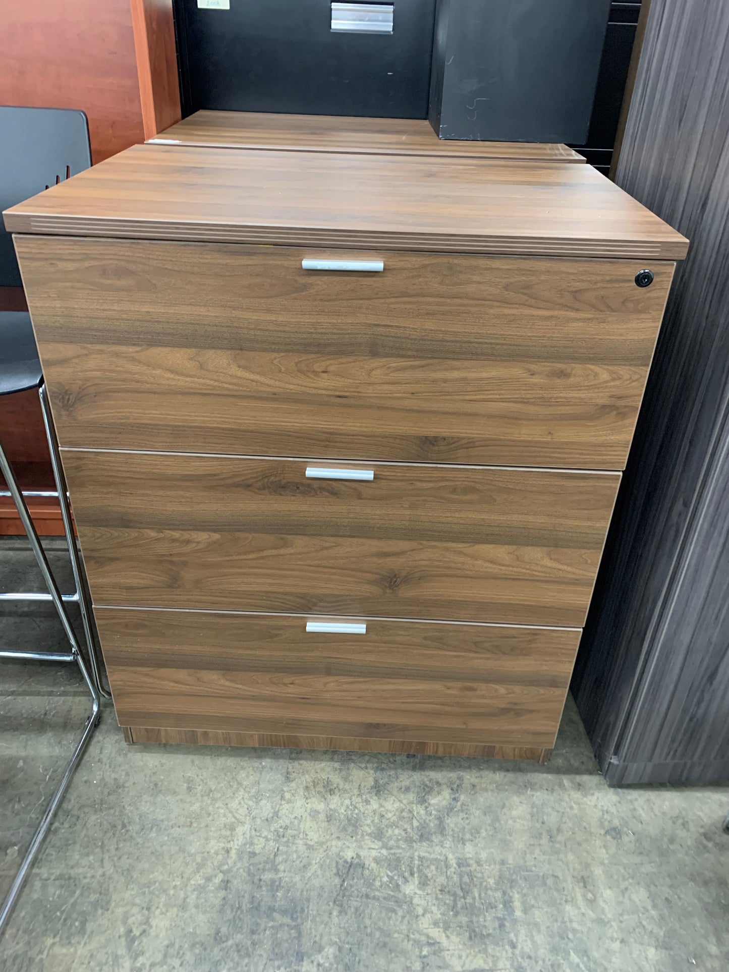 New 3 Drawer Lateral File Cabinet Modern Walnut