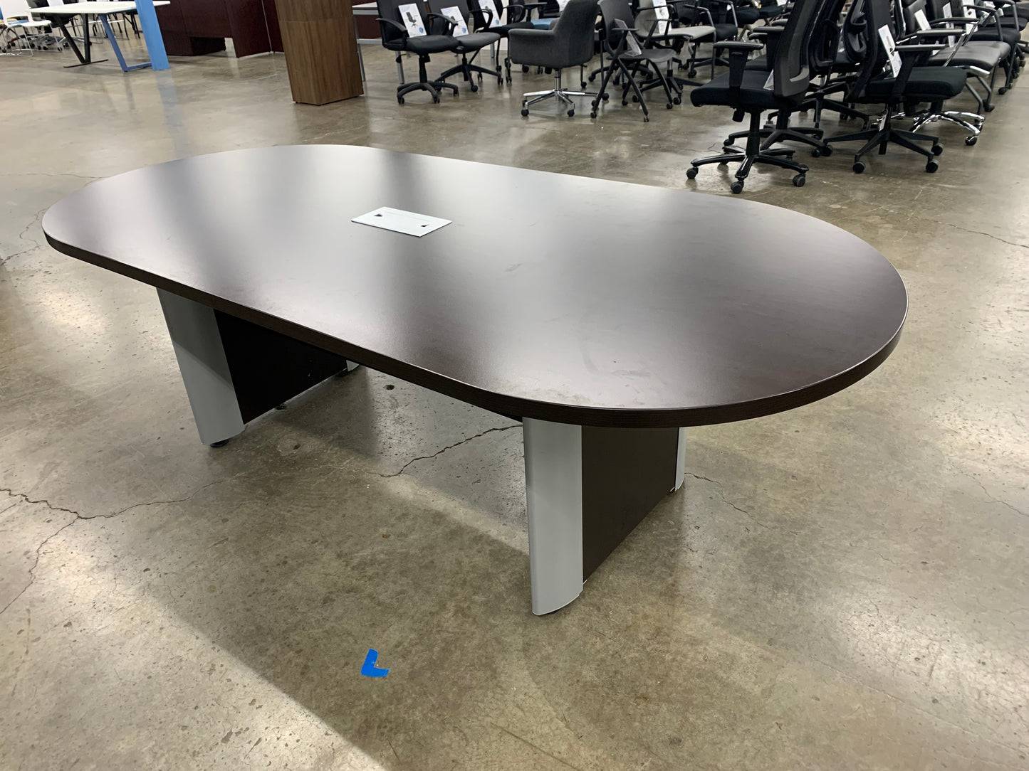 Pre Owned 8' Racetrack Conference Table with Elliptical Base