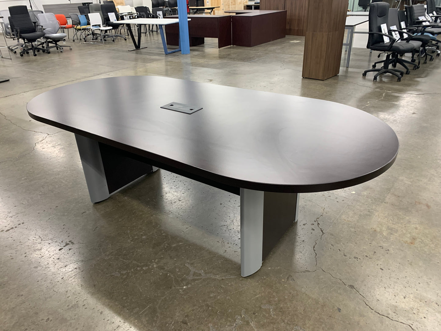 Pre Owned Boat Shaped Conference Table with Elliptical Base