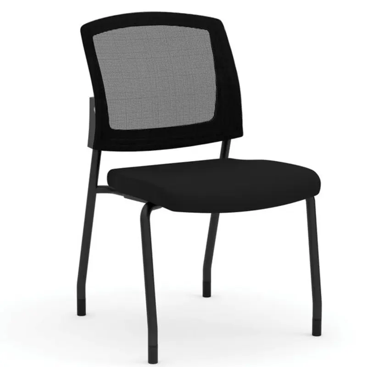 Armless Guest Screen Chair with a black fabric seat. Ideal for offices and waiting areas, blending comfort with contemporary style.