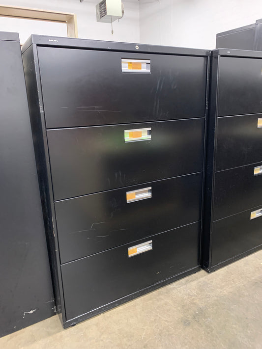Pre-Owned Hon 4 drawer lateral file black metal