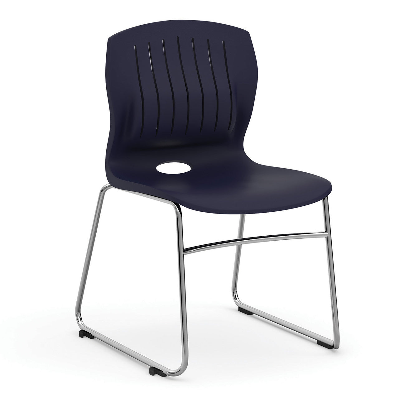 New Slash Armless Sled Base Stack Chair with Chrome Frame